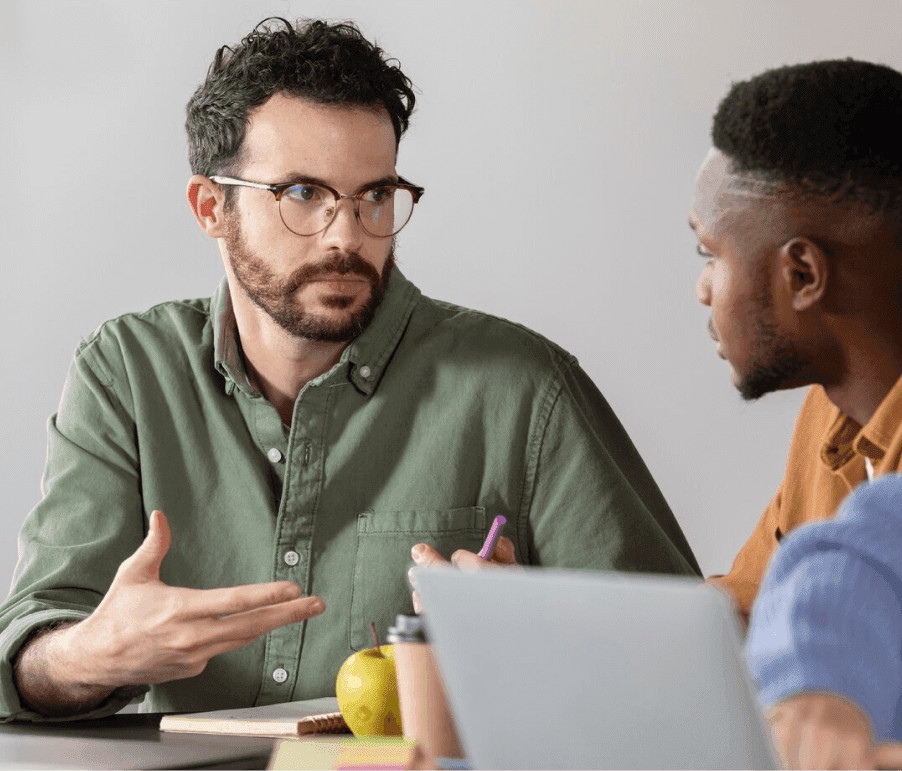Student in front of a mentor