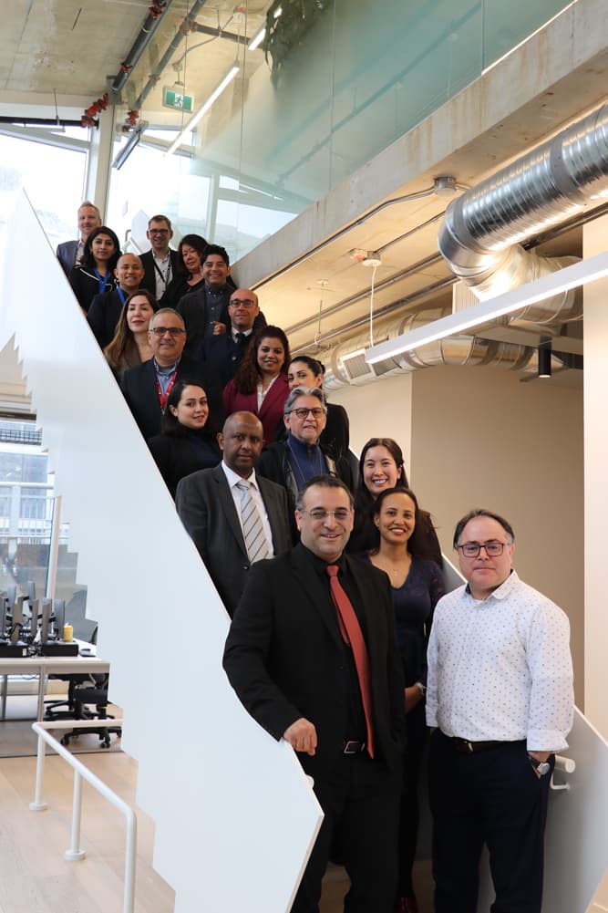 Research Faculty standing on stairs