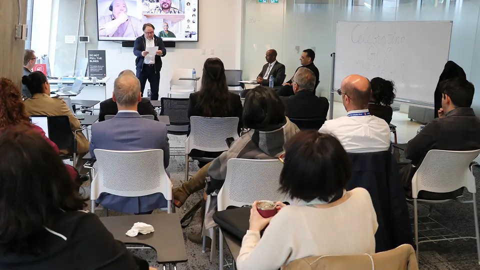 Events and outreach seminar with presentation and audience