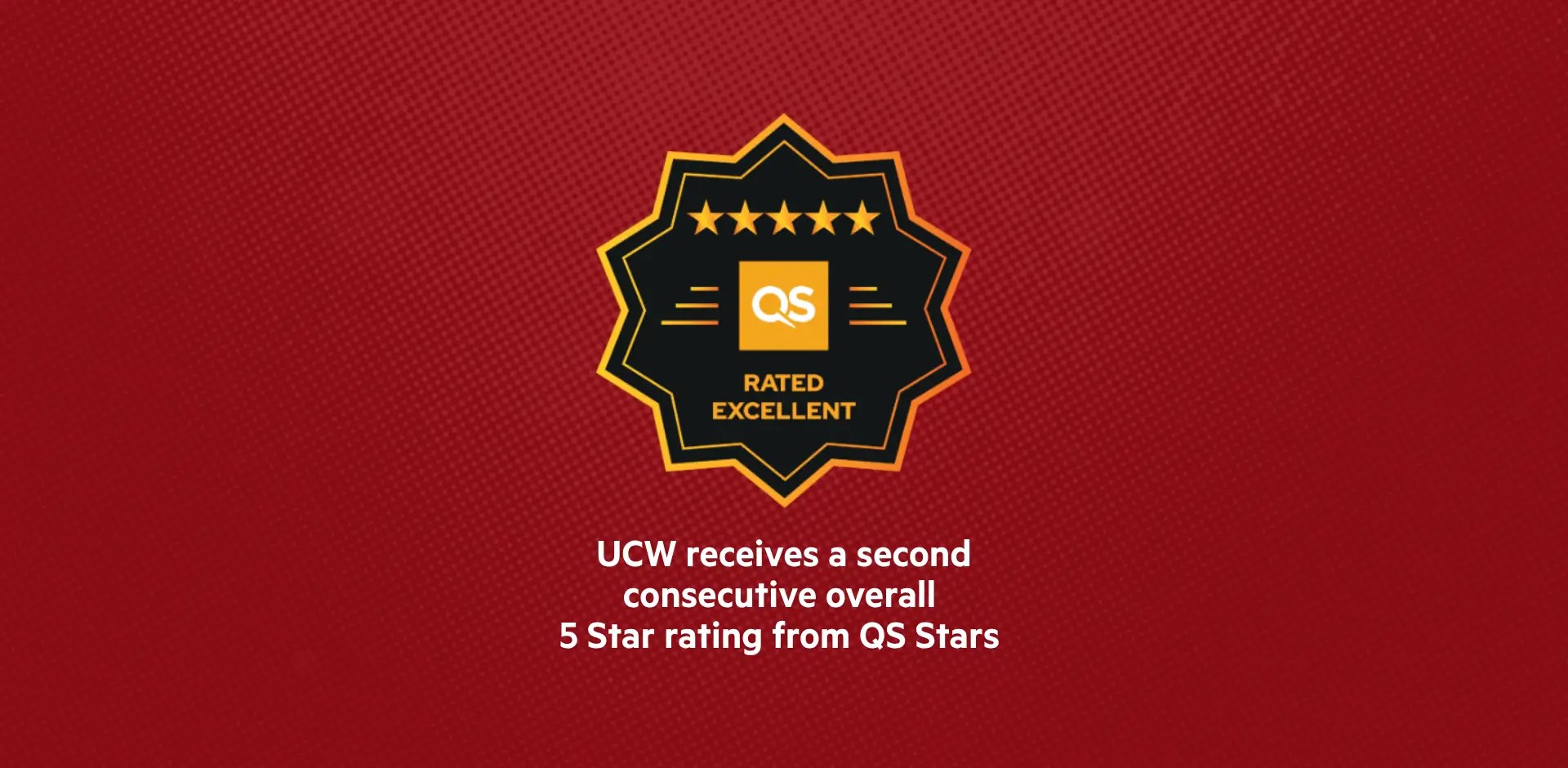 UCW receives a second consecutive overall 5 Star rating from QS Stars
